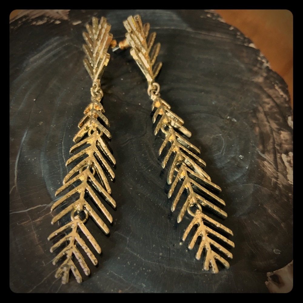 Gold Feather Earrings